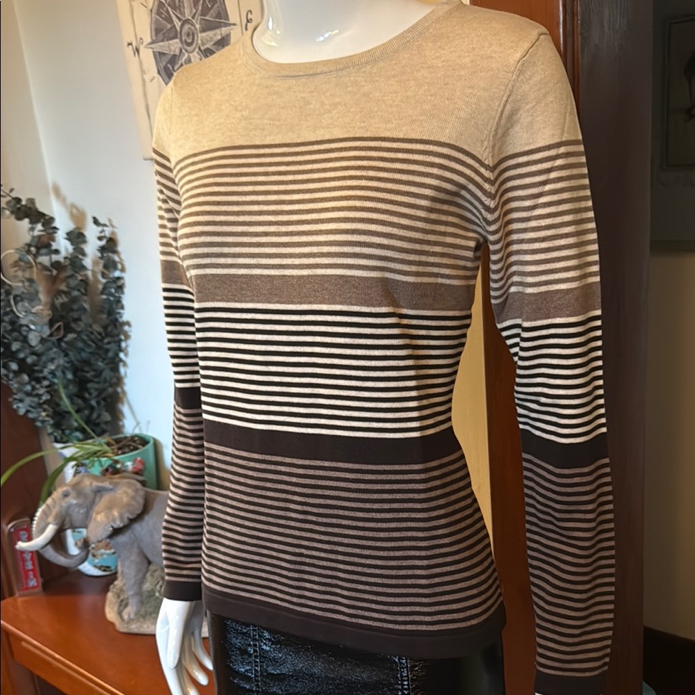 NWT northern reflections size small Striped Beige and Brown top/Sweater